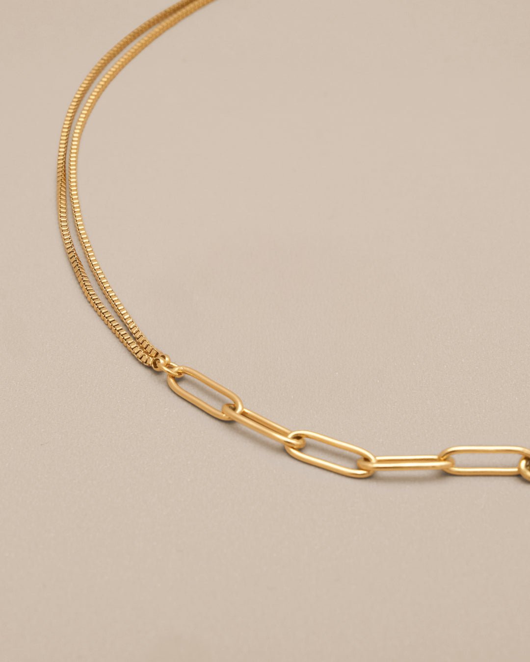 Grain Box & Paper Clip Chain Necklace - Oia Boutique