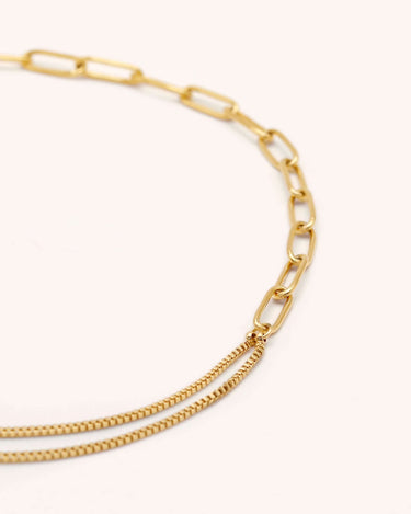 Grain Box & Paper Clip Chain Necklace - Oia Boutique Sustainable Gold Jewellery - Recycled18k Gold Plated