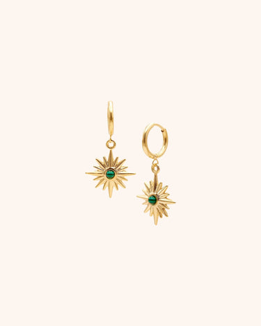 Green North Star Drop Earring - Oia Boutique Sustainable Gold Jewellery - Recycled18k Gold Plated