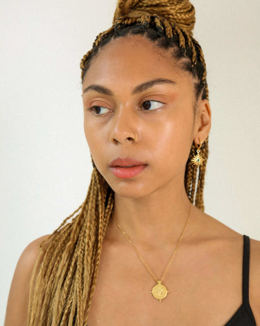 Green North Star Drop Earring - Oia Boutique Sustainable Gold Jewellery - Recycled18k Gold Plated