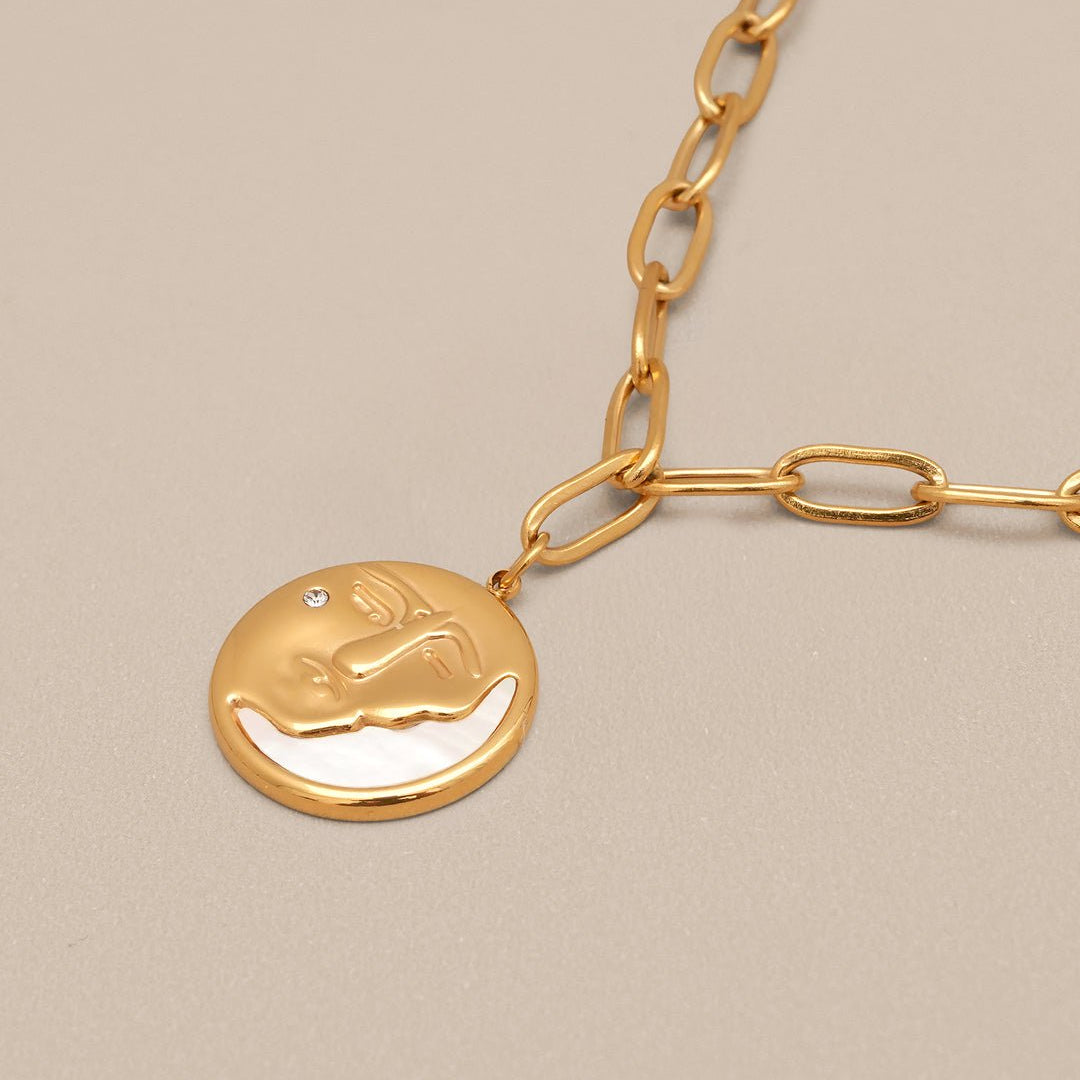 Half Face Moon Necklace - Oia Boutique
