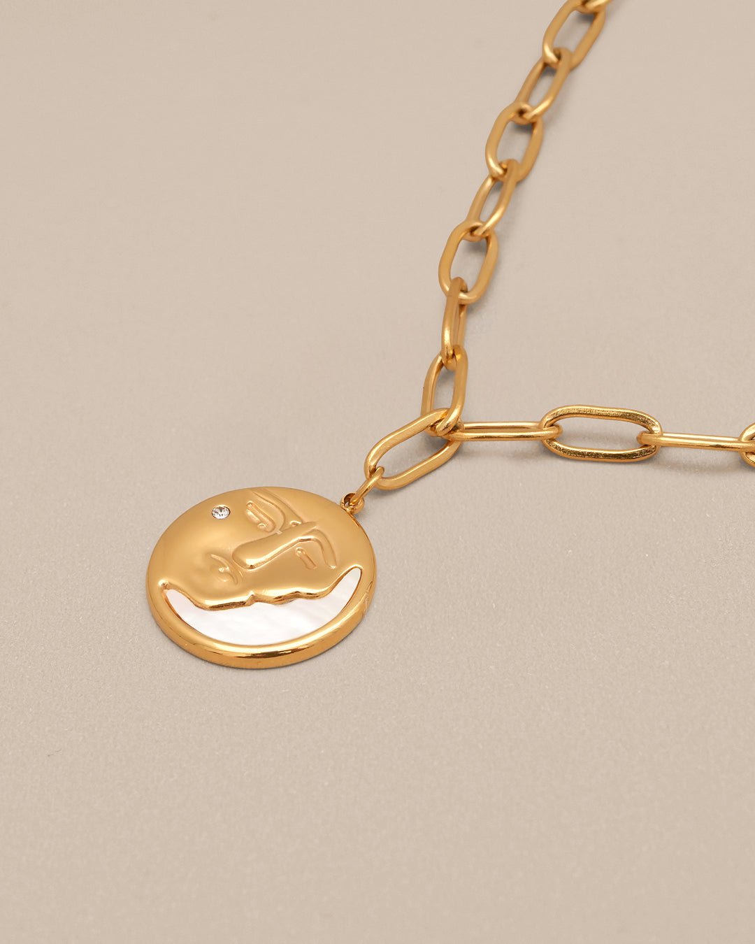 Half Face Moon Necklace - Oia Boutique
