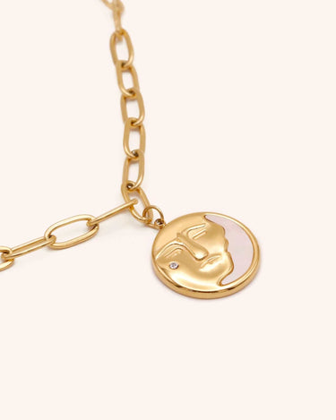 Half Face Moon Necklace - Oia Boutique Sustainable Gold Jewellery - Recycled18k Gold Plated