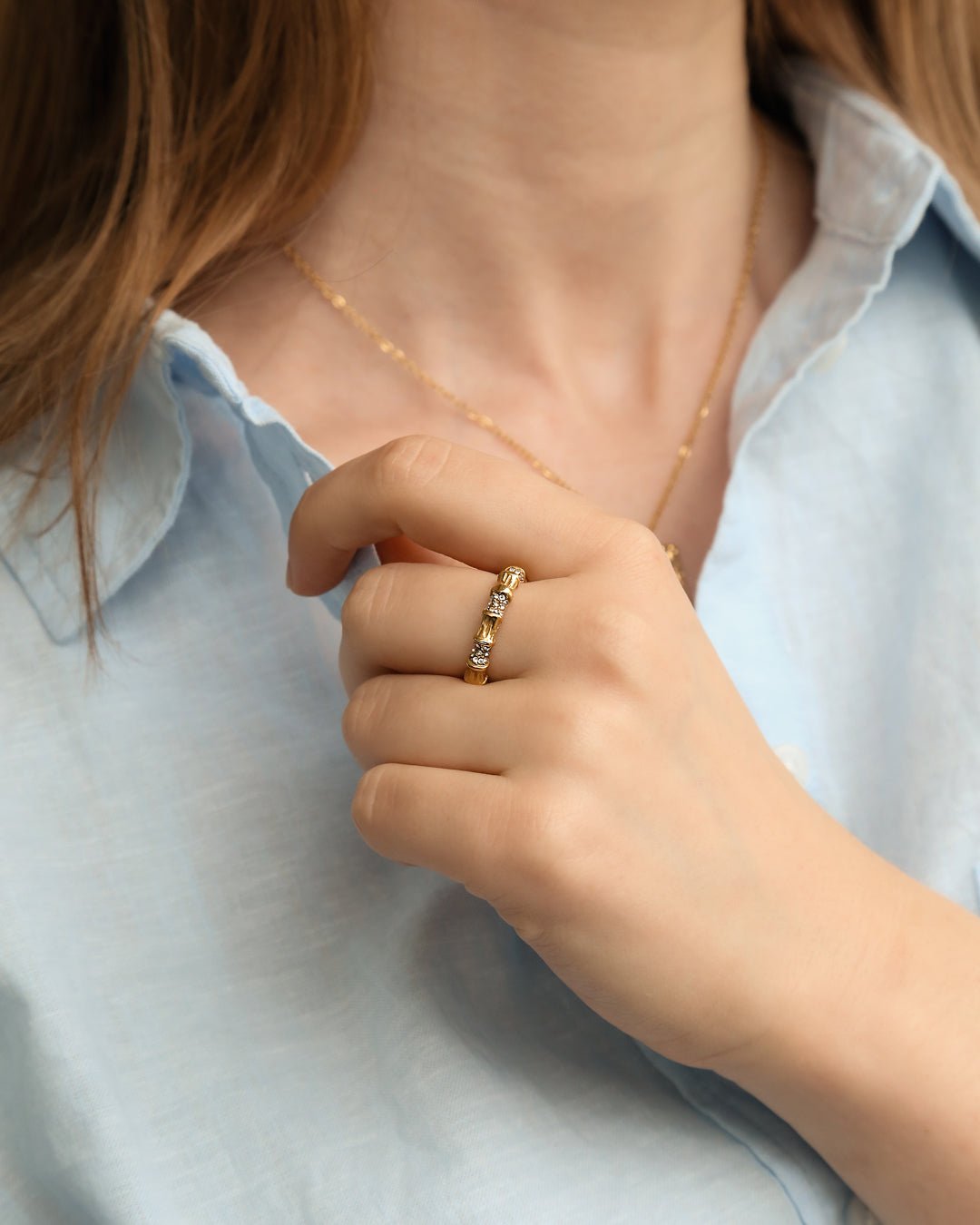 Iris Uneven White Diamond Ring - Oia Boutique