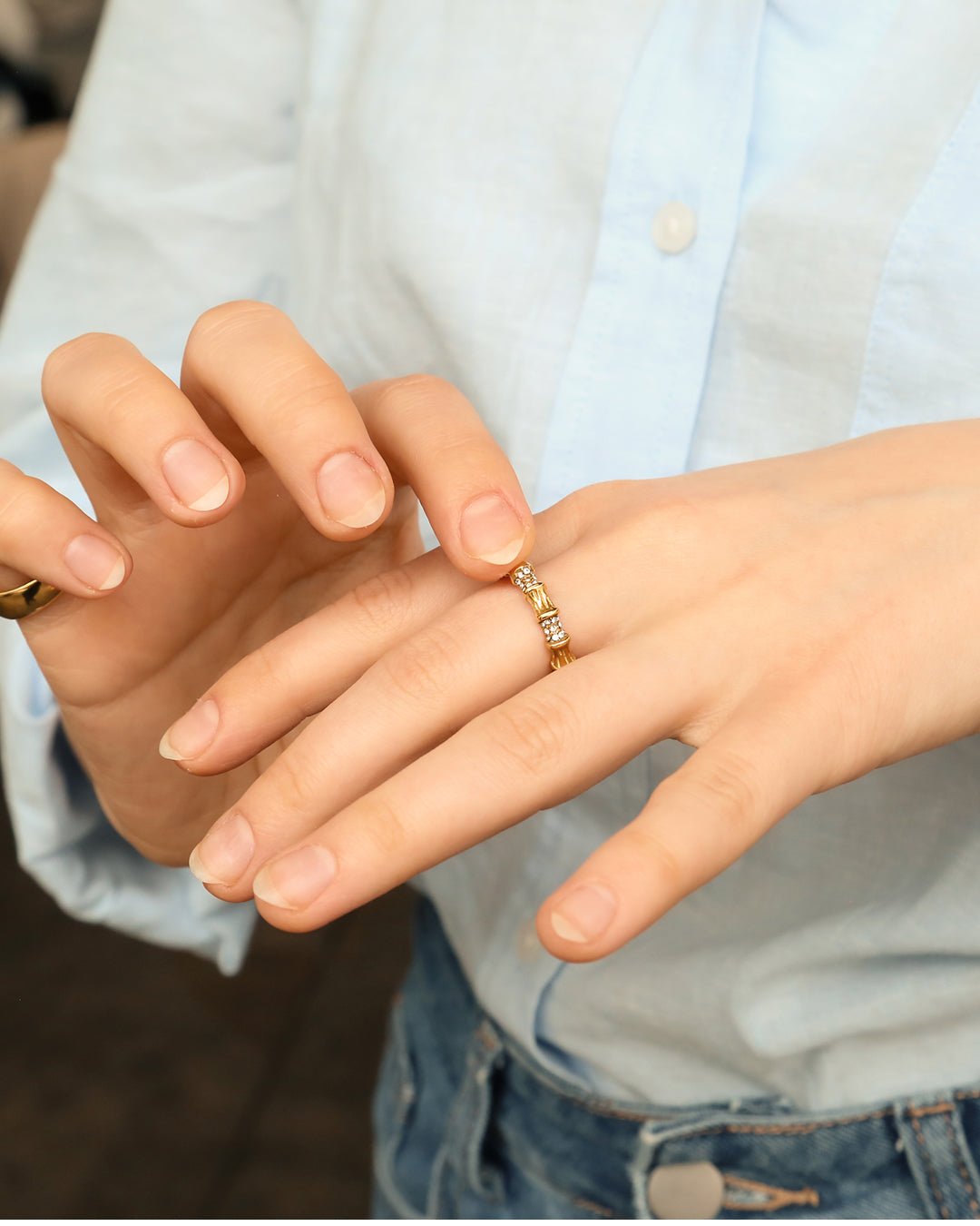 Iris Uneven White Diamond Ring - Oia Boutique