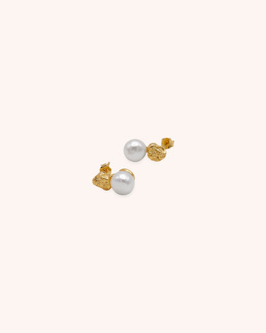 Irregular Pearl Stud Earring | 925 Sterling Silver - Oia Boutique Sustainable Gold Jewellery - Recycled18k Gold Plated