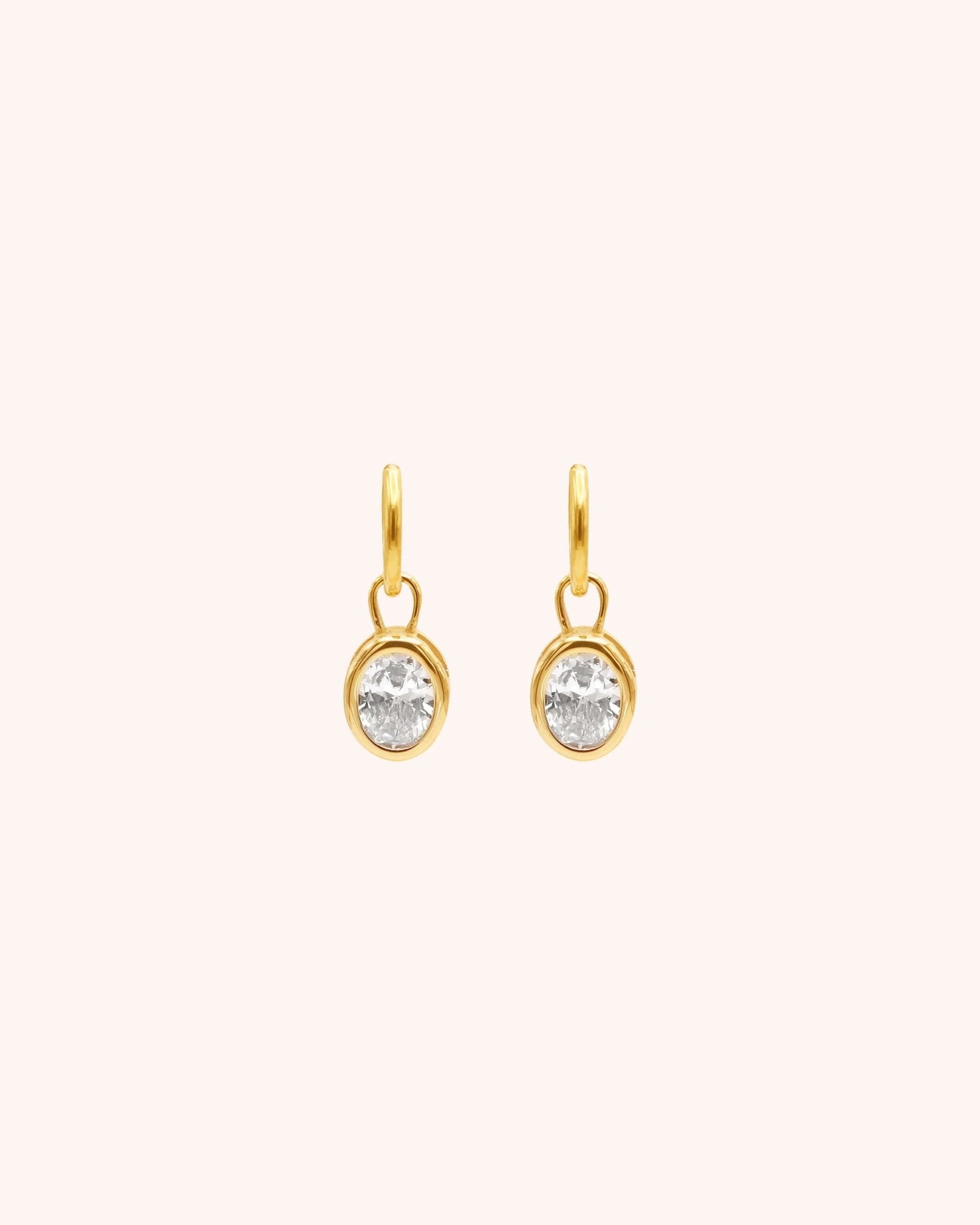 Louisa Clear Zircon Oval Earring - Oia Boutique Sustainable Gold Jewellery - Recycled18k Gold Plated