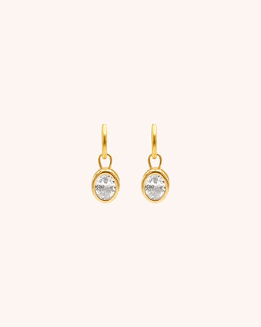 Louisa Clear Zircon Oval Earring - Oia Boutique Sustainable Gold Jewellery - Recycled18k Gold Plated