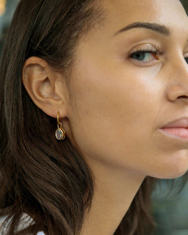 Louisa Clear Zircon Oval Earring - Oia Boutique Sustainable Gold Jewellery - Recycled18k Gold Plated