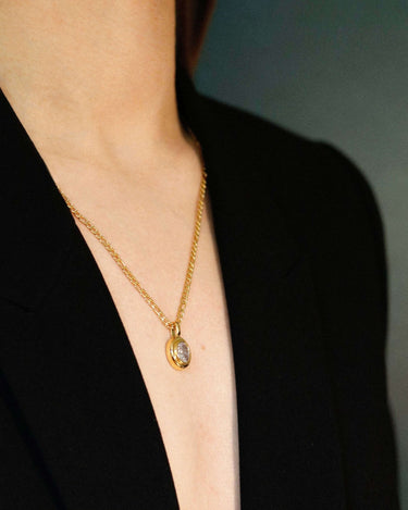 Louisa Clear Zircon Oval Necklace - Oia Boutique Sustainable Gold Jewellery - Recycled18k Gold Plated