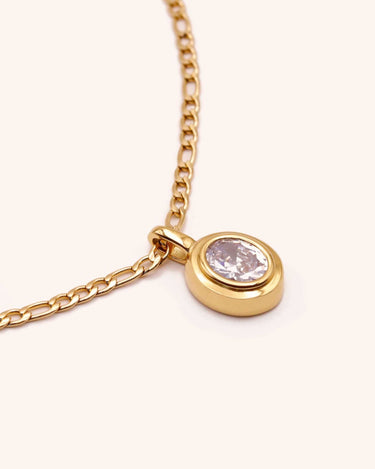 Louisa Clear Zircon Oval Necklace - Oia Boutique Sustainable Gold Jewellery - Recycled18k Gold Plated