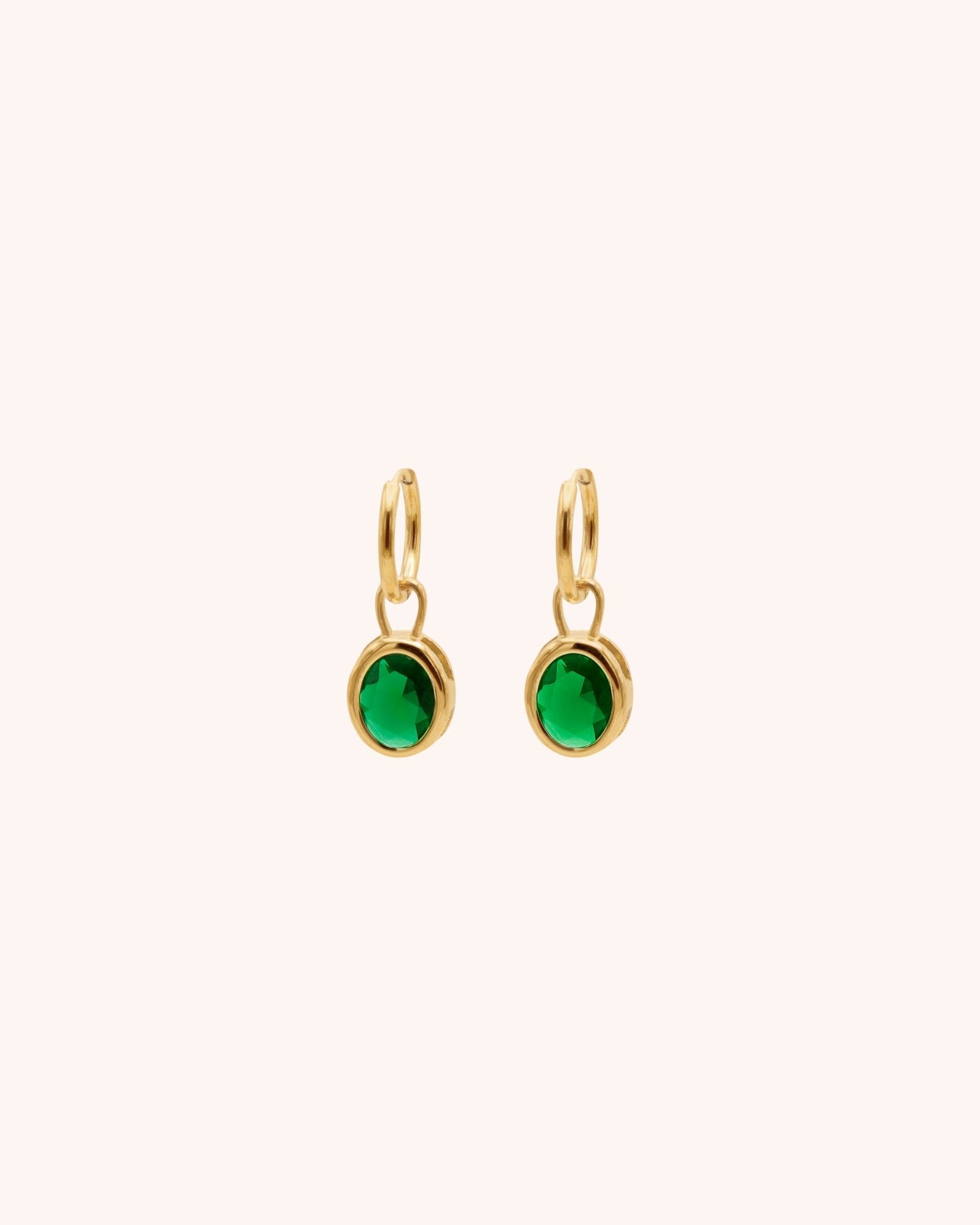 Louisa Green Zircon Oval Earring - Oia Boutique Sustainable Gold Jewellery - Recycled18k Gold Plated