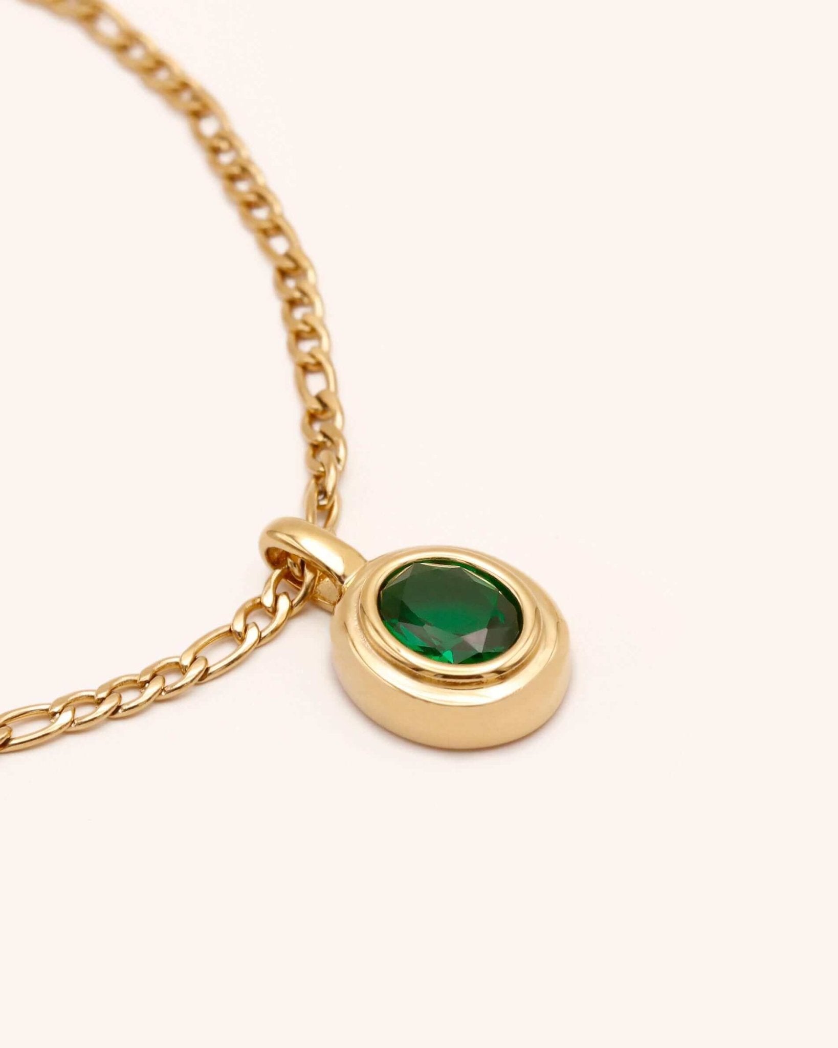 Louisa Green Zircon Oval Necklace | Stainless Steel - Oia Boutique