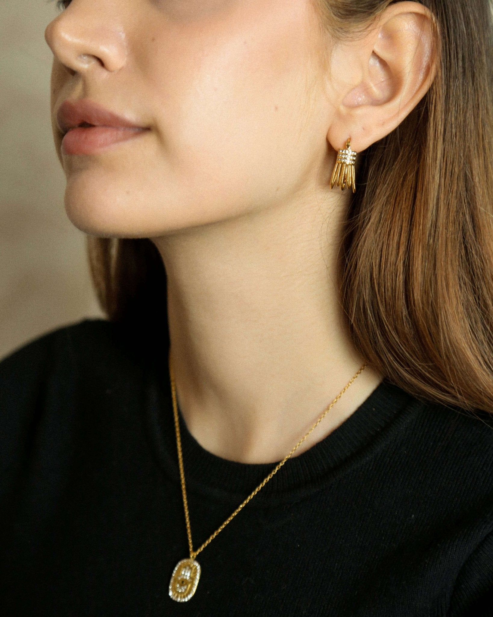 Multi Layer Zircon Earring | Stainless Steel - Oia Boutique