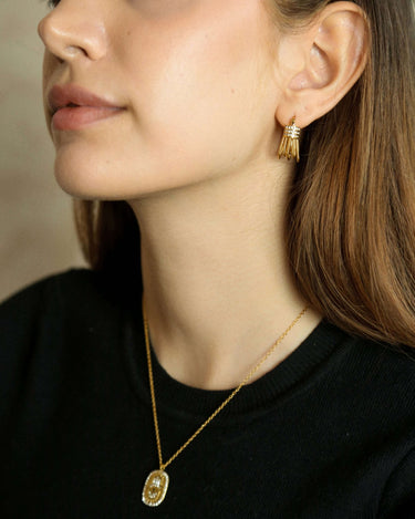 Multi Layer Zircon Earring - Oia Boutique Sustainable Gold Jewellery - Recycled18k Gold Plated