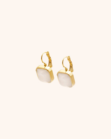 Opal Stone Square Earring - Oia Boutique Sustainable Gold Jewellery - Recycled18k Gold Plated