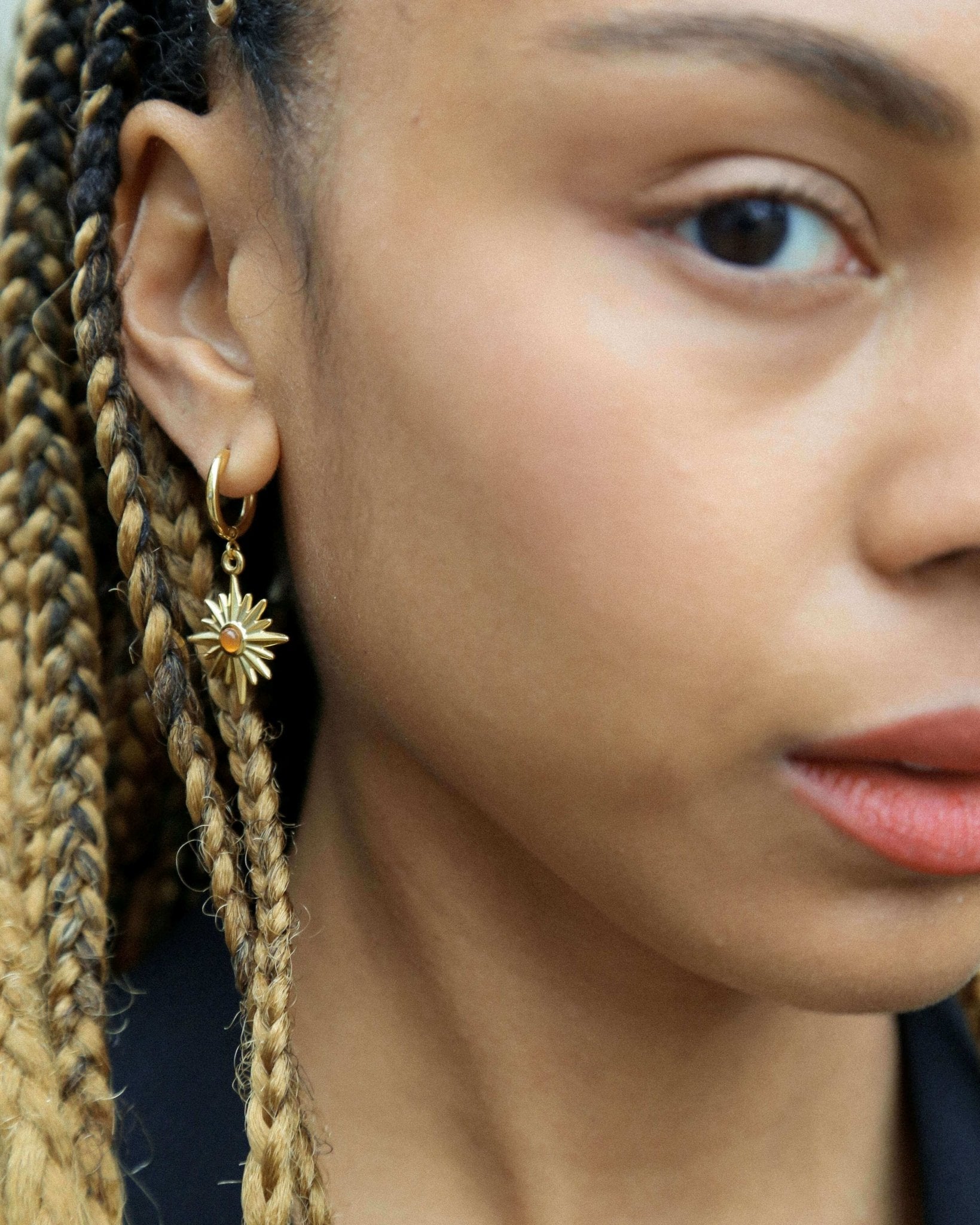 Orange North Star Drop Earring - Oia Boutique Sustainable Gold Jewellery - Recycled18k Gold Plated