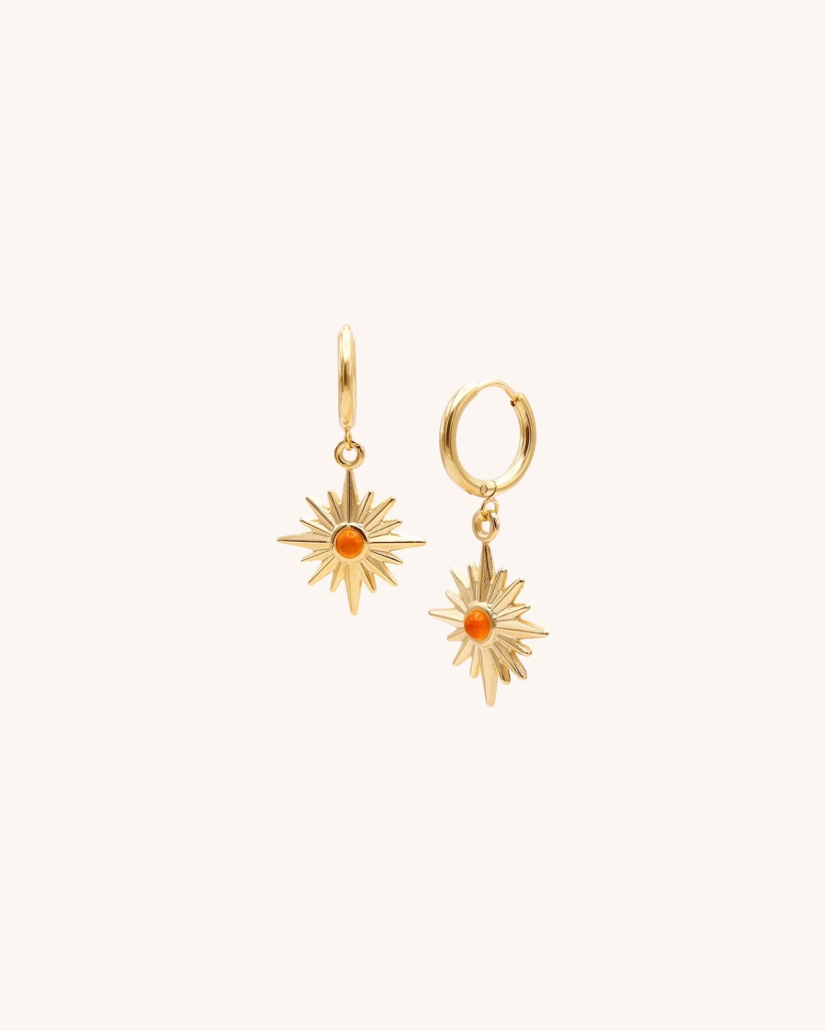 Orange North Star Drop Earring - Oia Boutique Sustainable Gold Jewellery - Recycled18k Gold Plated