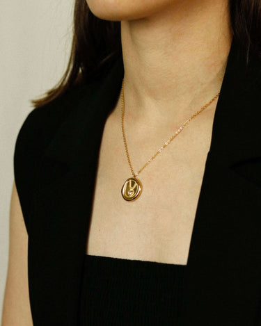 Oval Zircon Heart Pendant Necklace - Oia Boutique Sustainable Gold Jewellery - Recycled18k Gold Plated