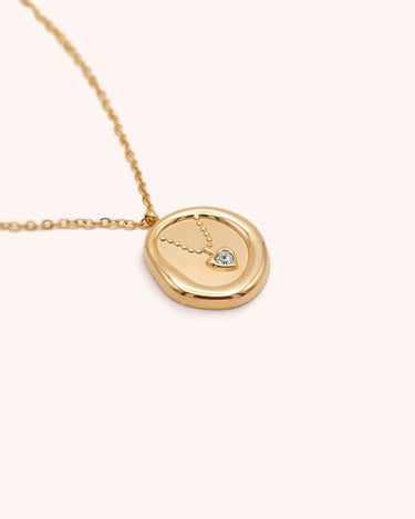 Oval Zircon Heart Pendant Necklace - Oia Boutique Sustainable Gold Jewellery - Recycled18k Gold Plated