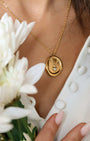 Oval Zircon Heart Pendant Necklace - Oia Boutique Sustainable Gold Jewellery - Recycled18k Gold Plated