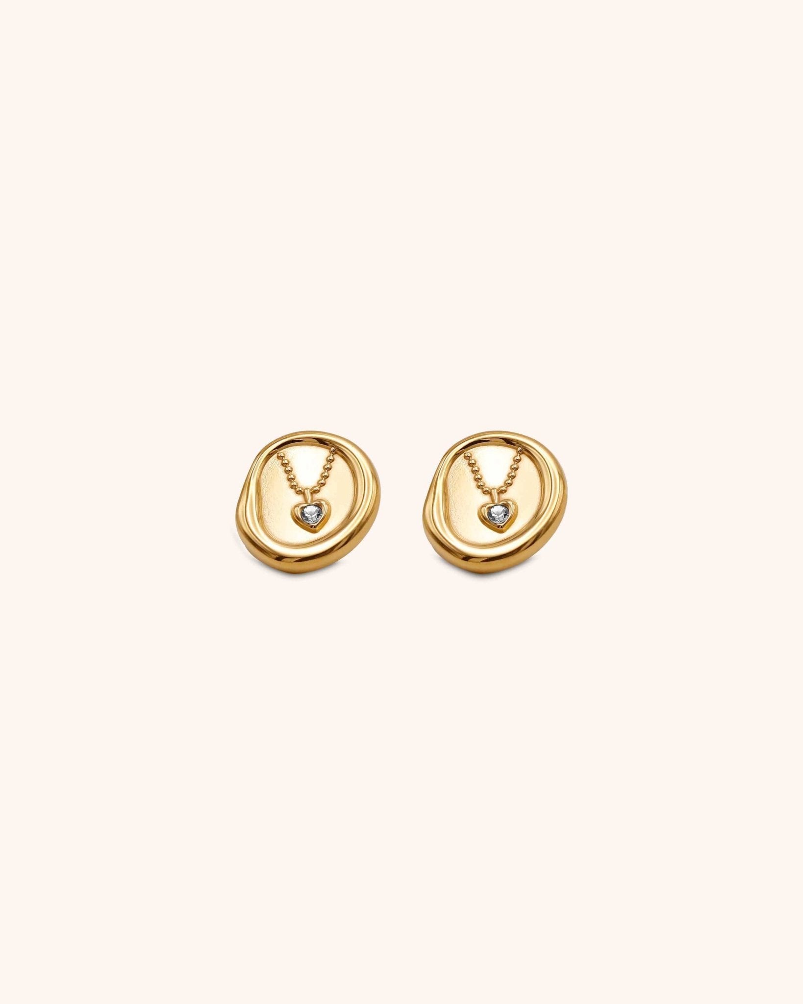 Oval Zircon Heart Stud Earring | Stainless Steel - Oia Boutique