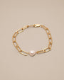 Paper Clip Chain Pearl Bracelet - Oia Boutique
