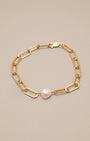Paper Clip Chain Pearl Bracelet - Oia Boutique