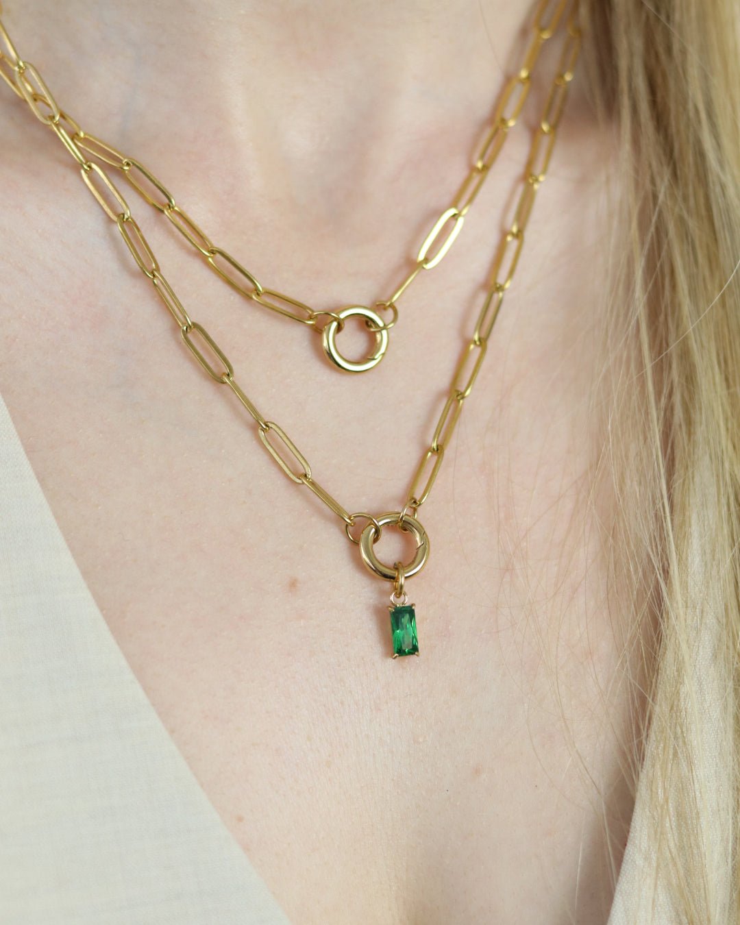 Paperclip Chain Charm Necklace - Oia Boutique