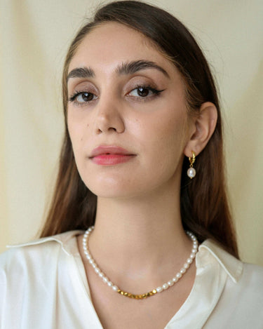 Pearl Drop Earring - Oia Boutique Sustainable Gold Jewellery - Recycled18k Gold Plated