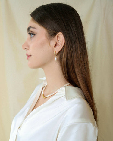 Pearl Drop Earring - Oia Boutique Sustainable Gold Jewellery - Recycled18k Gold Plated