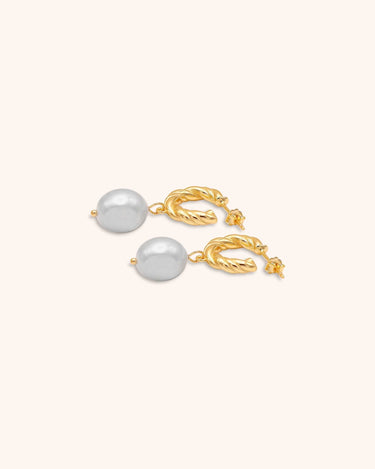 Pearl Drop Earring - Oia Boutique Sustainable Gold Jewellery - Recycled18k Gold Plated