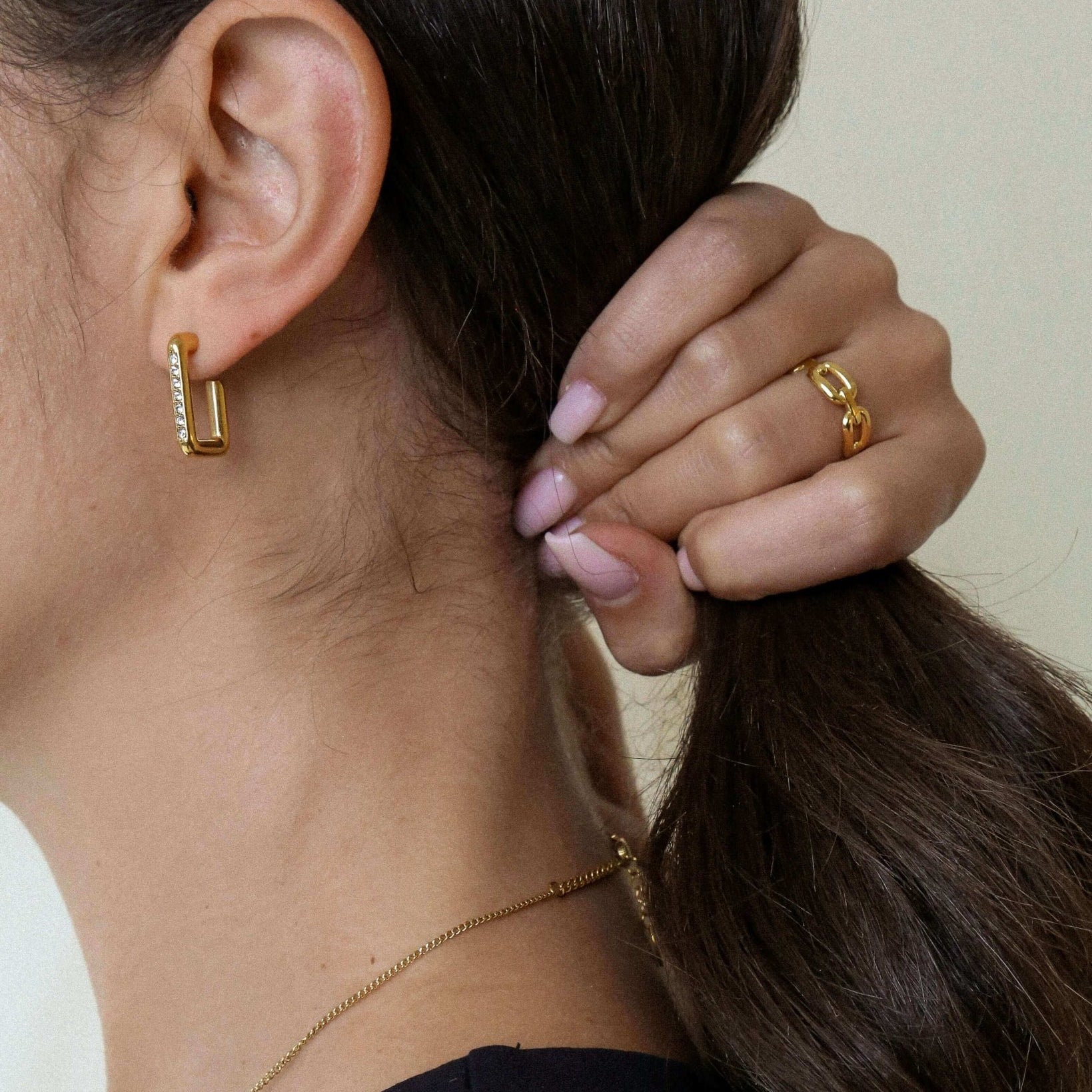 Rectangle Cubic Zircon Earring - Oia Boutique Sustainable Gold Jewellery - Recycled18k Gold Plated