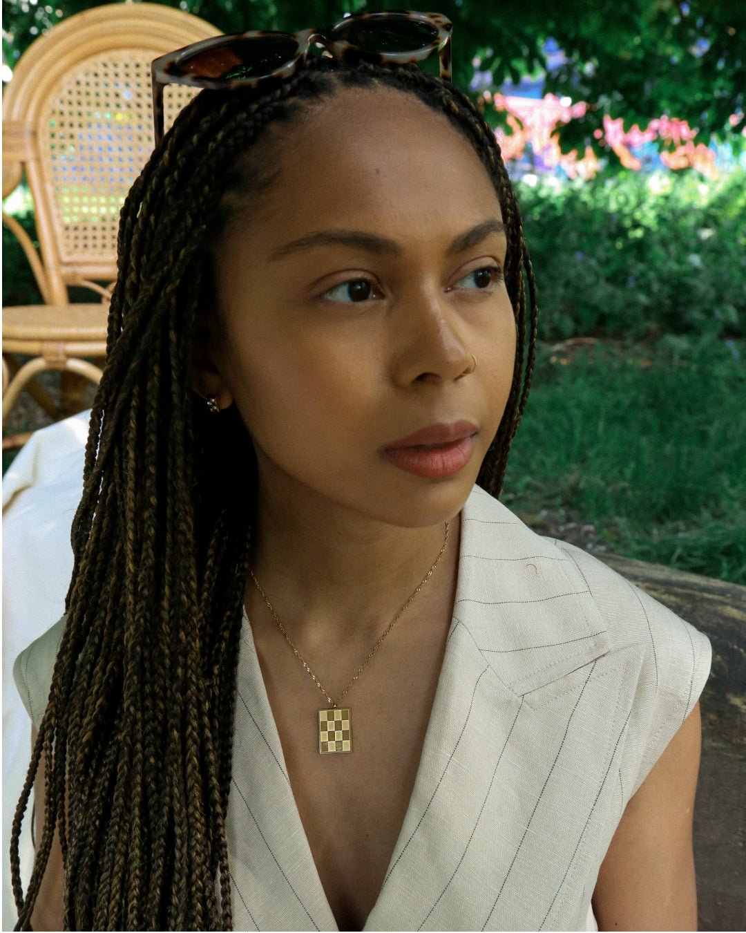Square Patterned Necklace - Oia Boutique