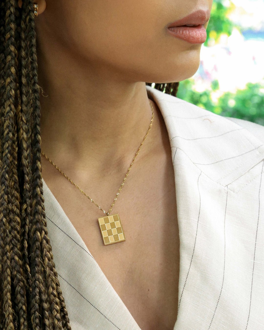 Square Patterned Necklace - Oia Boutique