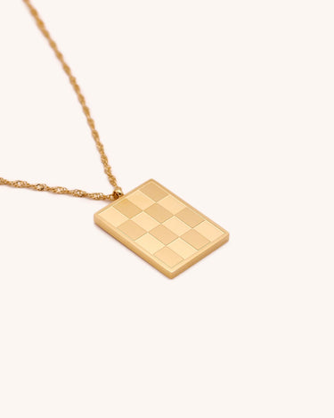 Square Patterned Necklace - Oia Boutique Sustainable Gold Jewellery - Recycled18k Gold Plated