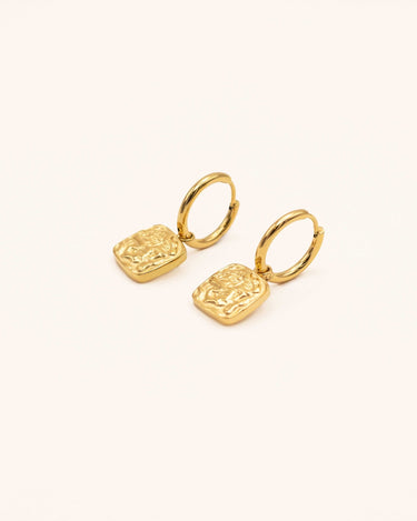 Square Pendant Earring - Oia Boutique Sustainable Gold Jewellery - Recycled18k Gold Plated