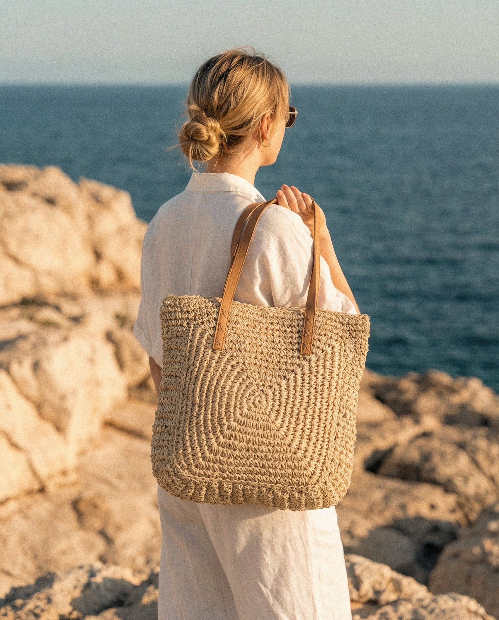 Summer Straw Shoulder Bag with Handle - Oia Boutique