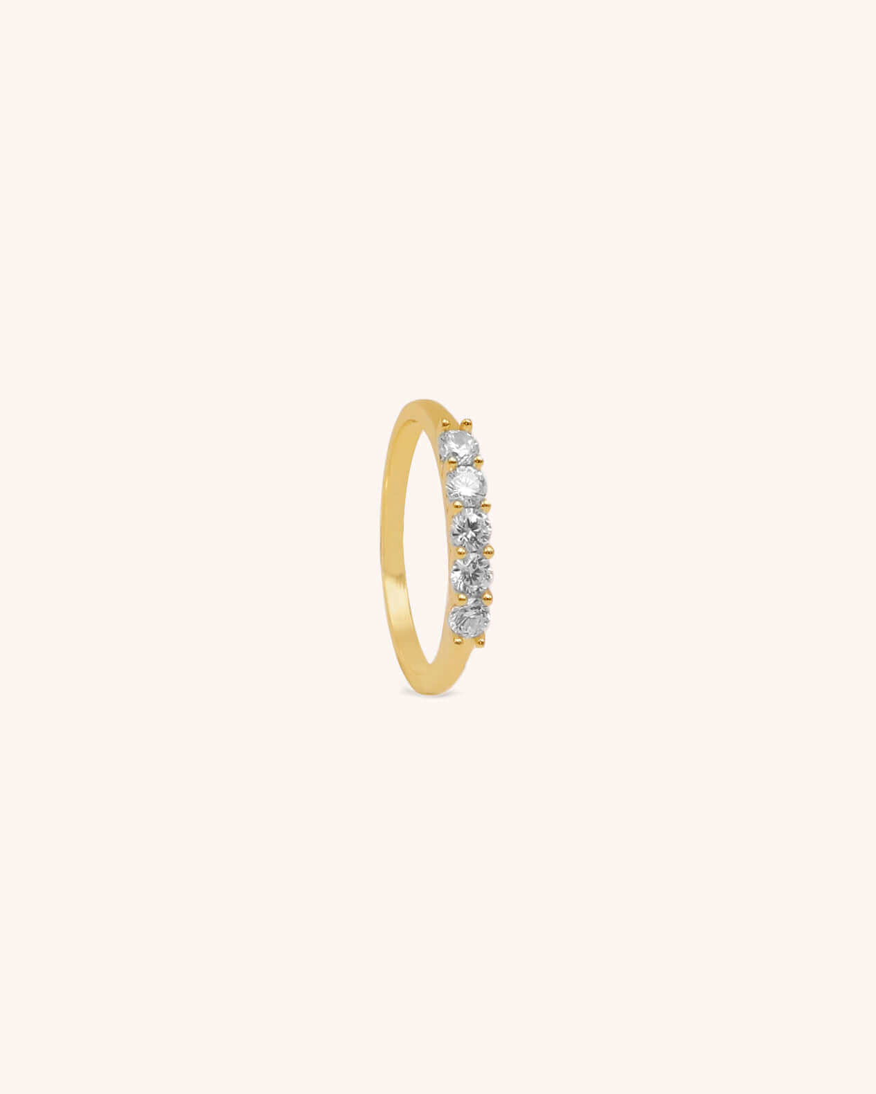 Theia Single Row Five Diamond Ring | 925 Sterling Silver - Oia Boutique