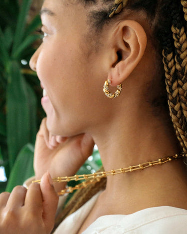 Twisted Chunky Hoop Earring - Oia Boutique Sustainable Gold Jewellery - Recycled18k Gold Plated