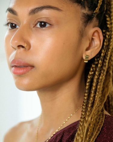 Wavy Square Bar Earring - Oia Boutique Sustainable Gold Jewellery - Recycled18k Gold Plated