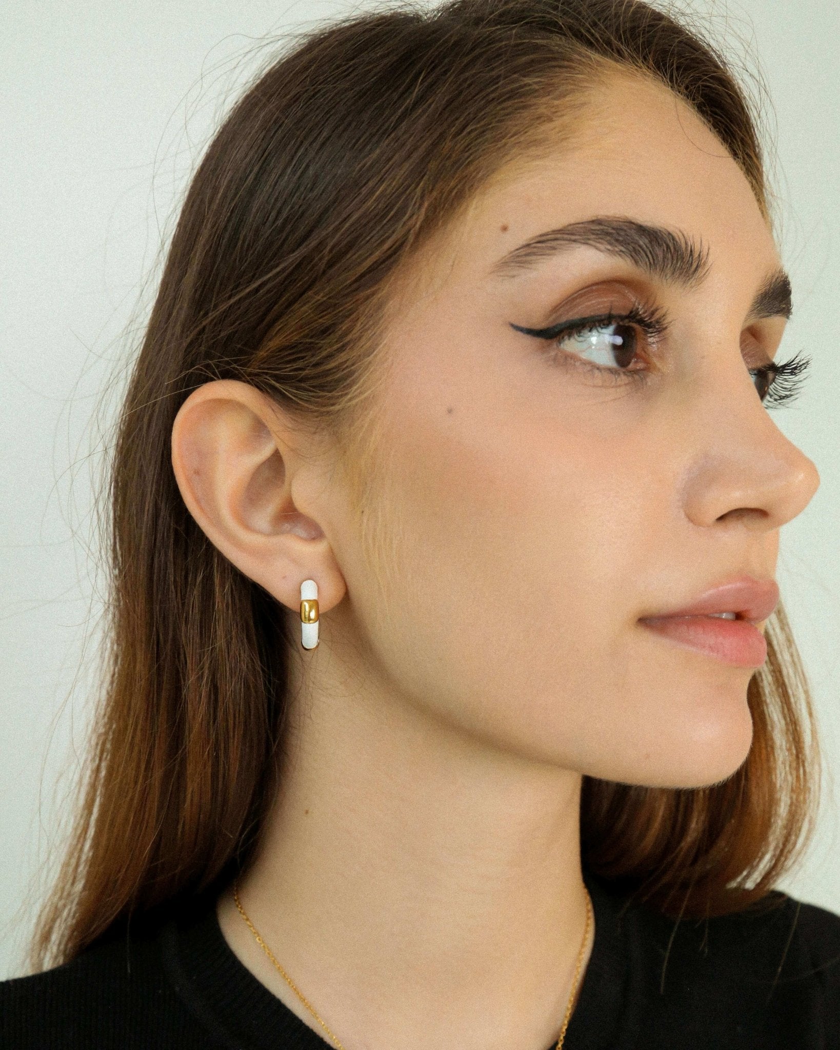 White Enamelled Hoop Earring | Stainless Steel - Oia Boutique