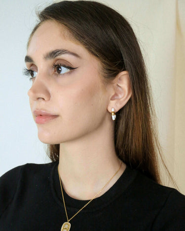 White Enamelled Hoop Earring - Oia Boutique Sustainable Gold Jewellery - Recycled18k Gold Plated