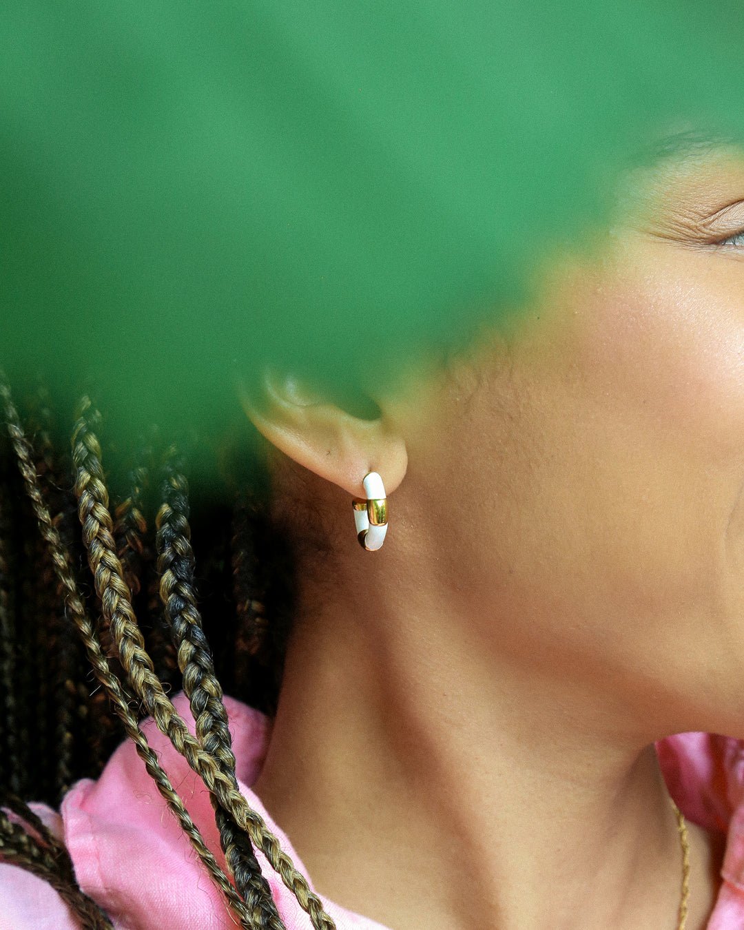 White Enamelled Hoop Earrings - Oia Boutique