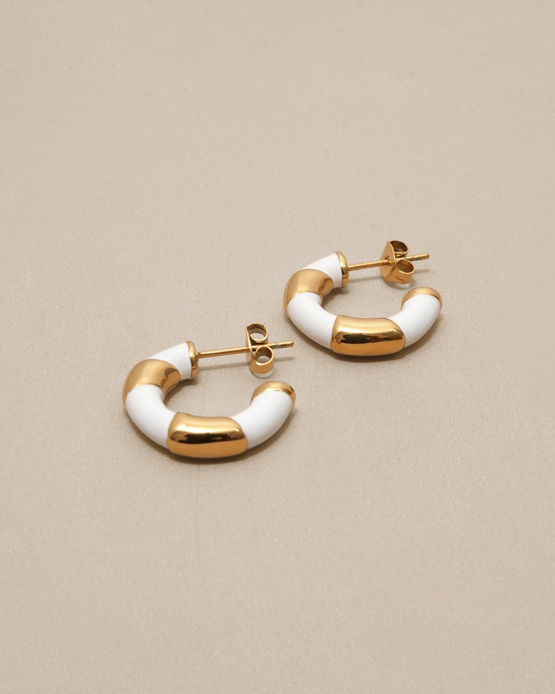White Enamelled Hoop Earrings - Oia Boutique