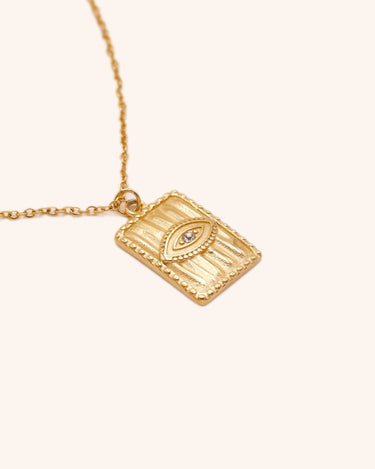 Zircon Eye Pendant Necklace - Oia Boutique Sustainable Gold Jewellery - Recycled18k Gold Plated